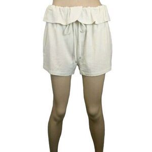 Anthropologie Moon River Shorts  Womens Size L  NWT Ivory High Waist Linen Blend